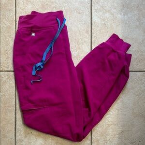 Magenta Jogger Pants with Blue Drawstring